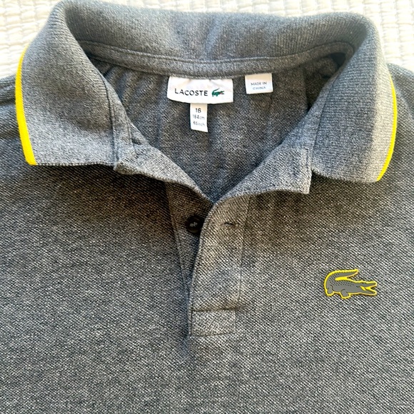 Lacoste Youth boys polo grey with yellow accent - Picture 2 of 3